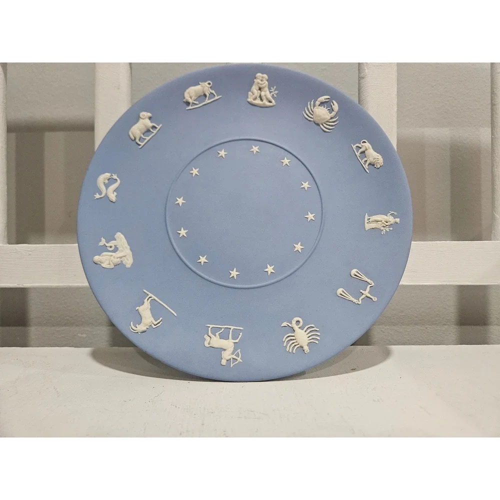 Vintage Wedgewood Jasperware Blue Astrology Zodiac Collector Plate 9.5